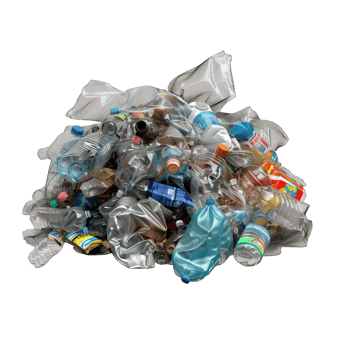 heap of used plastic bottles transparent background png
