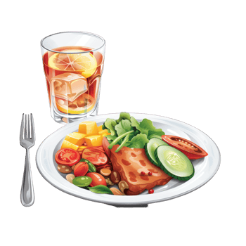 delicious healthy food on plate transparent background png