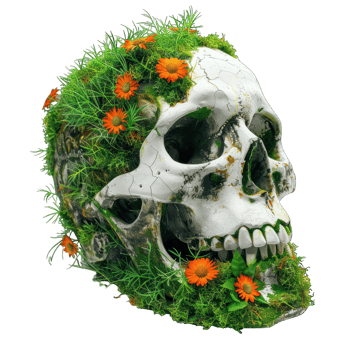 skull grown up with grass transparent background png