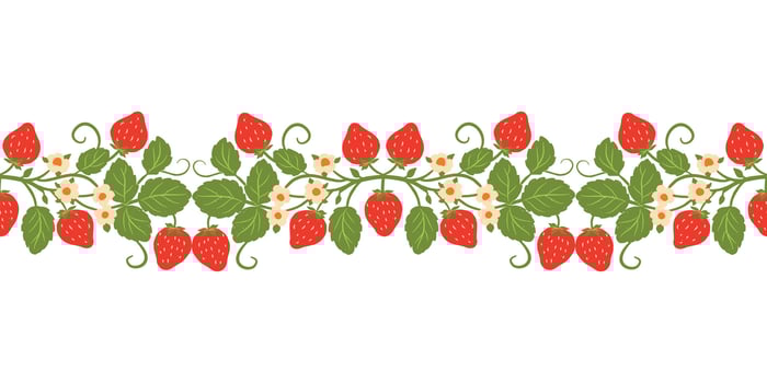 Symmetric Strawberry Ornamental Border Seamless Repeat Pattern. Illustration on White Background vector