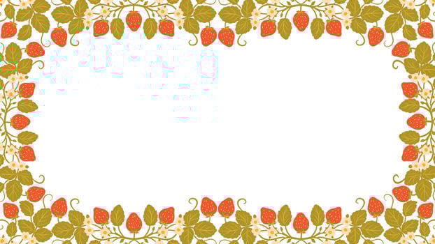 Strawberry Frame Cartoon Colored Illustration vector