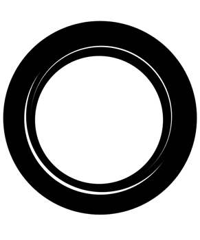 A white circle on a black background png