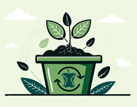 Compost turning into nutrient-rich soil to grow plants, showcasing the recycling of organic matter into natural fertilizer for sustainable gardening and soil health improvement. vector