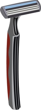 A razor with a red handle and black blade vector