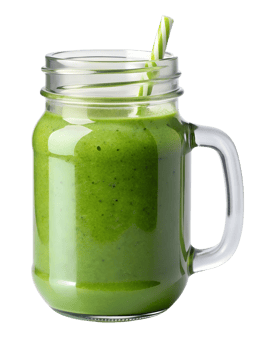 Green smoothie in a glass jar png