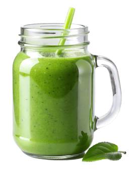 Green smoothie in a jar with a straw png