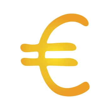 Hand drawn euro currency symbol. Brush stroke doodle. Single element for design vector