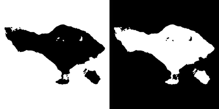 Bali island map silhouette. Black and white concept. vector