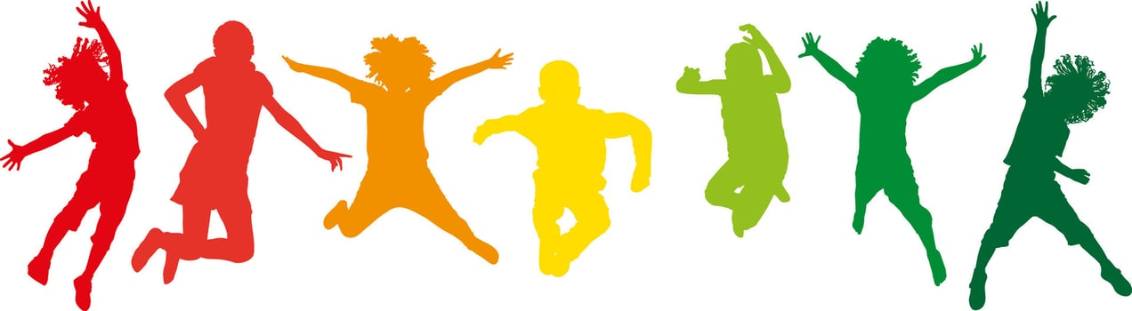 people silhouette kids vector