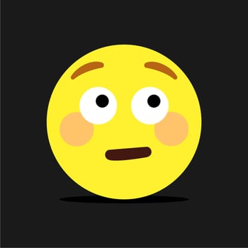 Emoticon looking away with big eyes stylized icon vector