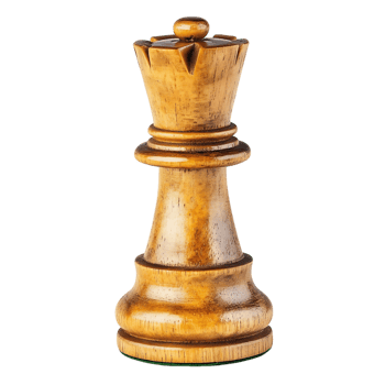 A Close Up View of an Exquisitely Crafted Wooden Chess Queen Piece png