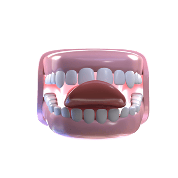 A 3d model of a tooth with a mouth open png