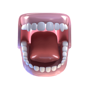 A 3d model of a mouth with teeth png