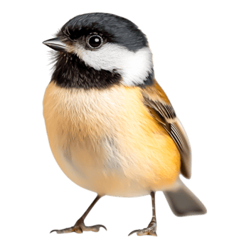 Charming Small Bird with Black and White Head and Orange Chest png