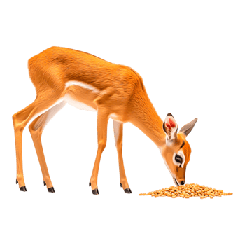 Graceful Deer Grazing on Freshly Spread Grains in Natural Habitat png