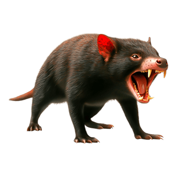 Cartoon Tasmanian Devil Character with Open Mouth and Sharp Teeth png