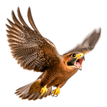 Majestic Bird of Prey in Flight with Wide Open Beak and Sharp Talons png