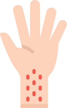A hand with red dots on it vector