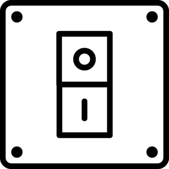 A black and white square light switch icon vector
