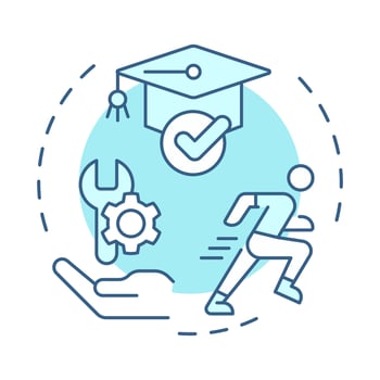 Kinesthetic learning soft blue concept icon. Learning through hands on activities. Special education. Round shape line illustration. Abstract idea. Graphic design. Easy to use in blog post vector