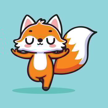Kawaii Illustration of a cute fox doing yoga. vector