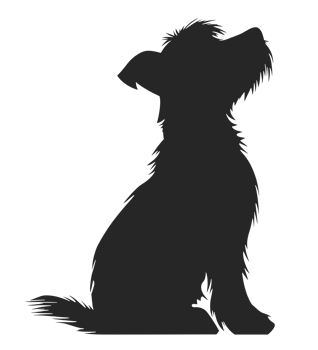 Silhouette of a sitting dog isolated on transparent background png