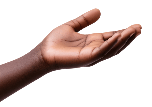 African American man hand isolated on transparent background png