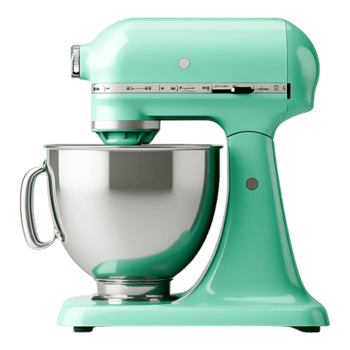 Vintage Style Mint Green Stand Mixer in Bright Kitchen Setting png