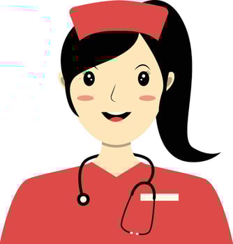 Girl Nurse Avatar with Red Clothes and Stethoscope vector