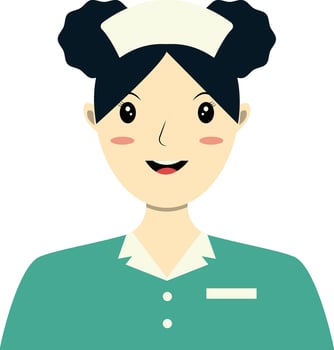 Woman Nurse Illustration in Green Clothes and Hat vector