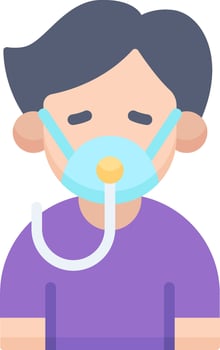 A man wearing a mask with a tube in his mouth vector