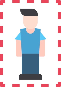 A man in a blue shirt with red and white stripes vector