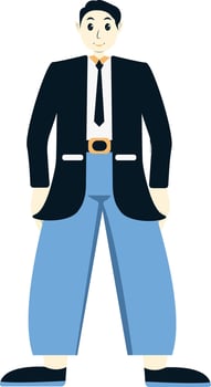 Businessman Character with Black Suit, Illustration in Flat Design vector