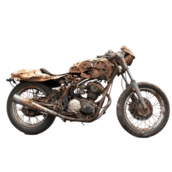 Broken motorbike side view isolate on transparency background png
