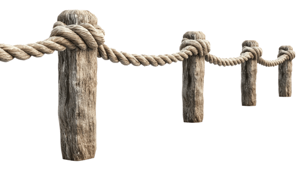 3D Rope fencing isolate on transparency background png