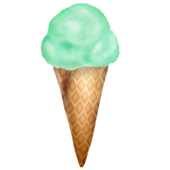 Green ice cream in a waffle cone png