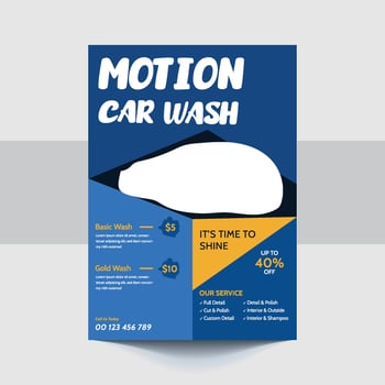 All in One Car Wash Flyer Template for Cleaning Service and Rentals vector