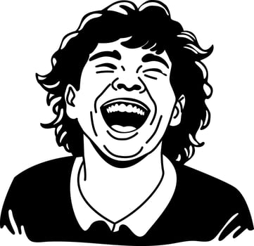 A character laughing hard icon in glyph style vector