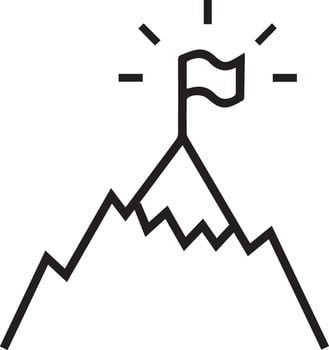 A mountain with a flag on top of it vector