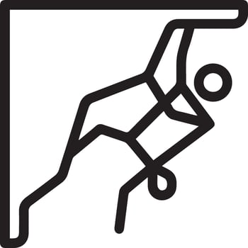 A black and white illustration of a person climbing up a wall vector