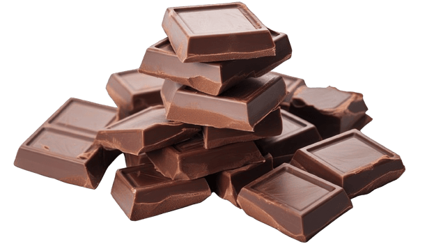 Collection of . Pieces of Dark Chocolate, isolated on a transparency background. png
