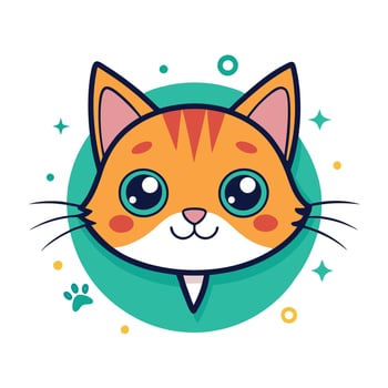 a cartoon cat with big eyes and a circle around it vector