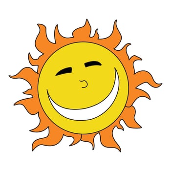 Cute happy sun cartoon illustration vector