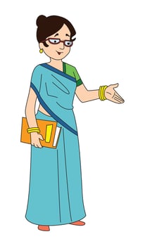 illustration of indian teacher in traditional dress vector