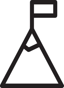 A black and white image of a mountain with a flag on top vector