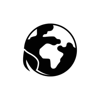 World ecology icon. Simple solid style. Nature global protect, logo eco environment, globe with leafs, green earth planet concept. Black silhouette, glyph symbol. Illustration isolated. vector