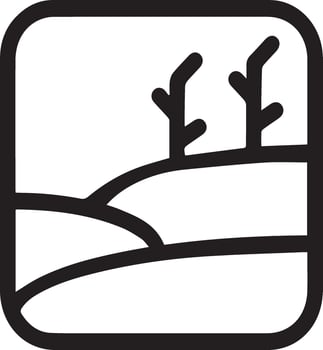 A black and white image of a mountain with trees vector