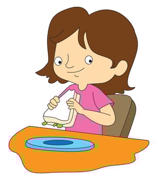 Cute girl sitting and an food vector