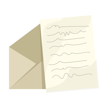 An envelope with a paper and a note inside png