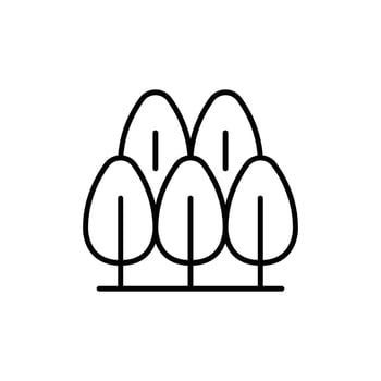 Group of trees icon. Simple outline style. Nature tree, garden, wood, leaf, green plant, growth, forest, environment concept. Thin line symbol. Illustration isolated. vector